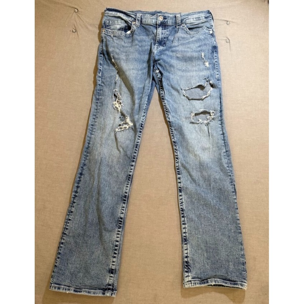 True Religion Ricky Relaxed Straight Jeans Mens 38 Blue Denim Pocketed Men 38X33